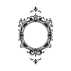Elegant Vintage Frame: Ornate Border Design, Circular Floral Flourish, Classic Vector Graphic, Decorative Element for Template, Image, and Background