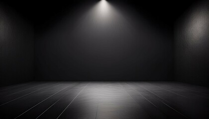 dark black empty room scene with spotlight studio room for product photography or display generative ai