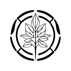 Elegant Monochrome Plant Design: Minimalist Botanical Line Art in a Circle. Perfect for logos, prints, and home decor.