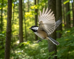 Obraz premium Chickadee in Flight 