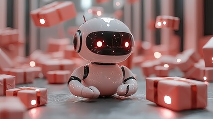 Robot Amidst a Pile of Presents