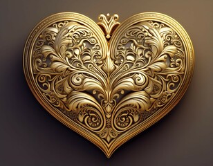 vintage gold heart ornate design shiny texture celebration love