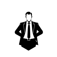 A Stylish Businessman: A Minimalist Black and White Portrait.  This image conveys professionalism, success, and leadership in the corporate world.
