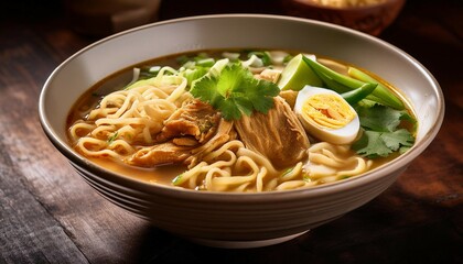 a bowl of warm comforting soto mie noodle soup