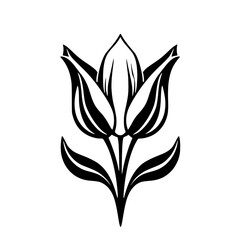 Elegant Black and White Tulip Flower: Minimalist Botanical Line Art Print