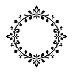Elegant Floral Frame: Vintage Circular Border Design. Perfect for Wedding Invitations, Logos, and Decorative Elements. Classic Vector Ornament.