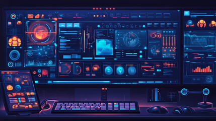 Obraz premium Futuristic digital interface with data visualizations