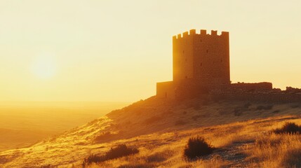 Obraz premium Sunset Over Historic Landmark in Soft Focus