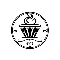 Elegant Cupcake Bakery Logo Design: Vintage Style Dessert Branding