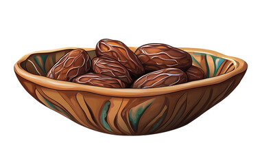 A Bowl of Dates as a Sign of Fertility and the Promise of Prosperity isolated on transparent background.