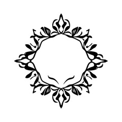 Elegant Floral Frame Design: Vintage Ornament Border, Decorative Vector Illustration, Black and White,  Perfect for Backgrounds and Templates
