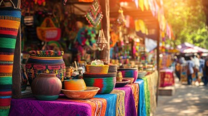 Vibrant Handicrafts Displayed at Outdoor Art Fair