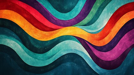 Vibrant rainbow waves flow dynamically across dark canvas a captivating abstract artwork. AI Generated