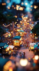 Fototapeta premium Vibrant and Lively Nighttime Cityscape with Colorful Lights Bustling Crowd and Festive Atmosphere A captivating urban scene filled with energy culture and holiday cheer