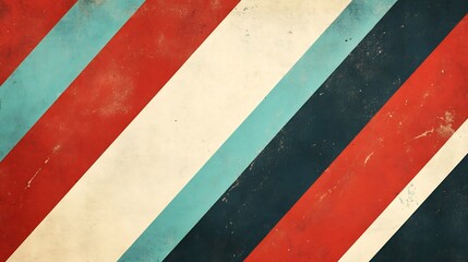Retro Diagonal Stripes Textured Background Red Blue White. AI Generated