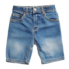 Stylish denim shorts in a classic light wash on a transparent background perfect for summer wear, Stylish jeans shorts on transparent background
