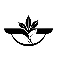 Elegant Monochrome Plant Logo: Minimalist Black and White Floral Design, Botanical Vector Illustration, Simple Nature Symbol