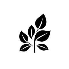 Simple Black and White Botanical Leaf Illustration: Minimalist Plant Branch Design, Perfect for Nature-Inspired Projects