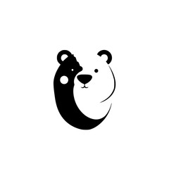 Yin and Yang Bear: A Minimalist Black and White Animal Logo Design