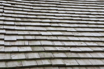 Weathered Wooden Roof Shingles Perfectly Suited for Rustic Architectural Design and Style