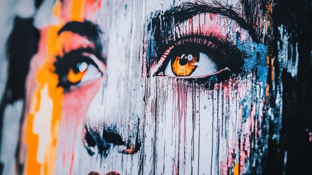 Vibrant Urban Street Art with High Contrast Lighting