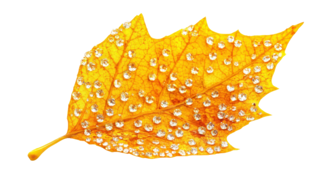 Autumn yellow leaf on transparent background