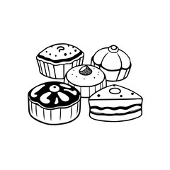 A delightful assortment of cakes and pastries, a delectable collection of sweet treats perfect for any occasion. Indulge in the rich flavors and textures of these exquisite baked goods.
