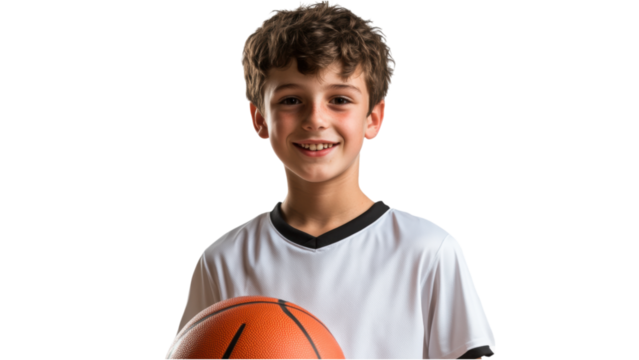Youth Athlete in Sports Uniform, energetic boy dressed in soccer or basketball gear, perfect for fitness promotions and team spirit campaigns