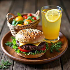 Juicy Burger with Fresh Ingredients and Bold Flavors for a Perfect Tasty Bite