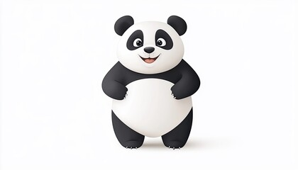 Cartoon panda character standing cheerfully against a plain white background, ideal for children's media
