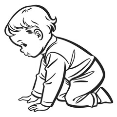 sweet baby black outline vector graphic, transparent background
