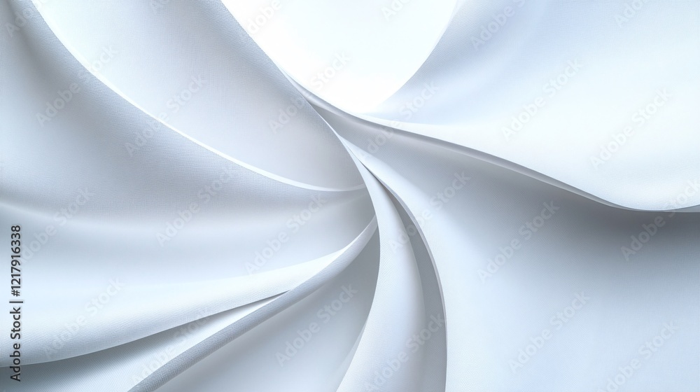 Poster White abstract swirling shapes creating a soft and elegant background
