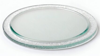 Glass coaster with frosted edges on a white background  