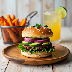 Juicy Burger with Fresh Ingredients and Bold Flavors for a Perfect Tasty Bite