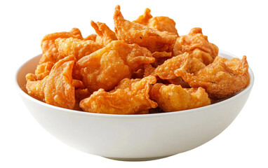A Bowl of Pakoras and Savory Snacks Representing the Heart of Traditional Festive Meals isolated on transparent background.