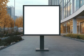 Obraz premium Blank street billboard poster stand mock upnear entace of shopping center in downtown. 3d illustration.