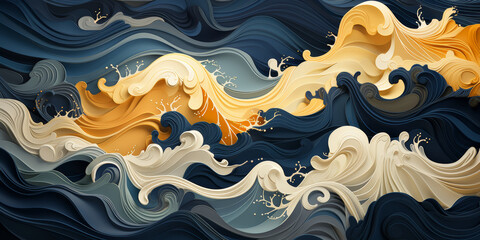 Fototapeta premium The classical traditional Chinese element wave texture art background