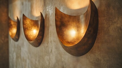 Modern interior design featuring elegant wall sconces illuminating a textured wall