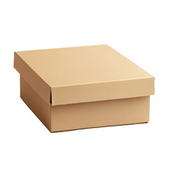 Isolated empty closed cardboard box mockup design suitable for packaging and storage solutions, empty closed cardboard box mockup, file of isolated object with shadow on transparent background