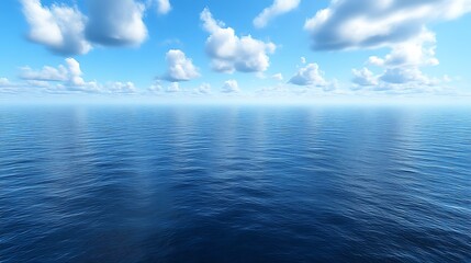 Obraz premium Serene Ocean Scene Under a Blue Sky with Clouds