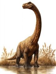 Fototapeta premium Prehistoric Sauropod Dinosaur in Wetland