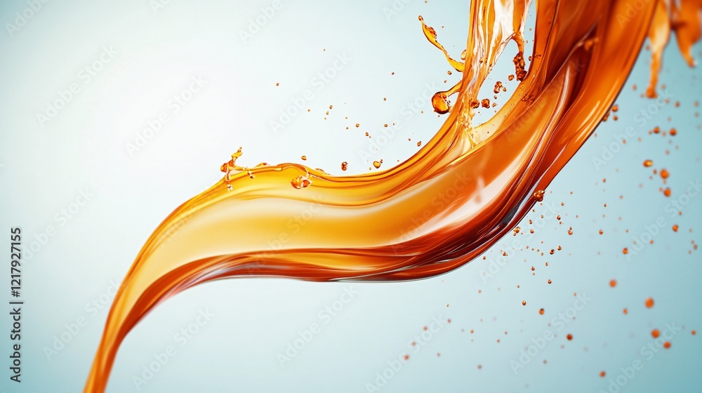 Poster splashing orange juice forming a dynamic curved shape