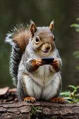 Obraz premium Squirrel News Social Media Smartphone Funny Animal Tech