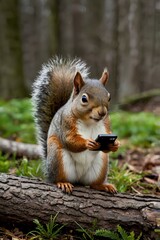 Obraz premium Squirrel News Social Media Smartphone Funny Animal Tech