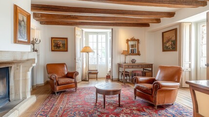 Fototapeta premium Cozy Vintage Living Room with Natural Light Accents