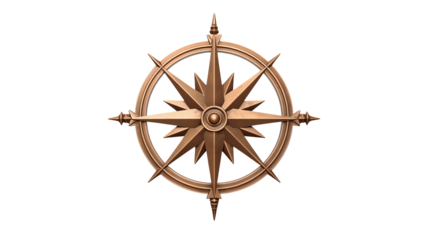 Elegant Bronze Compass Rose Design Nautical Vintage and Symbolic Image for Branding Decoration and Design Projects