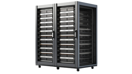 High capacity server rack for data center infrastructure modern technology concept
