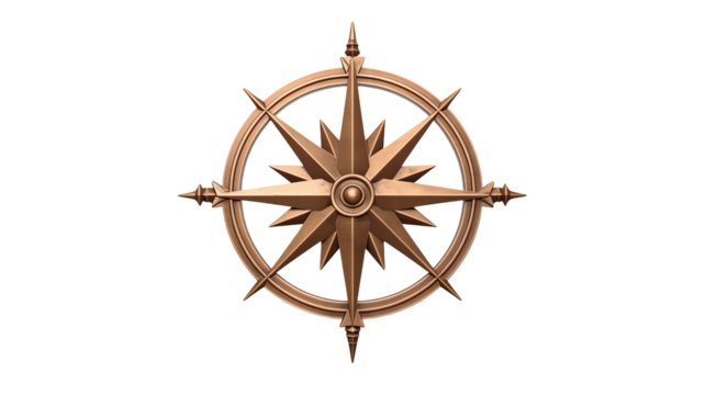 Elegant Bronze Compass Rose Design Nautical Vintage and Symbolic Image for Branding Decoration and Design Projects - Powered by Adobe