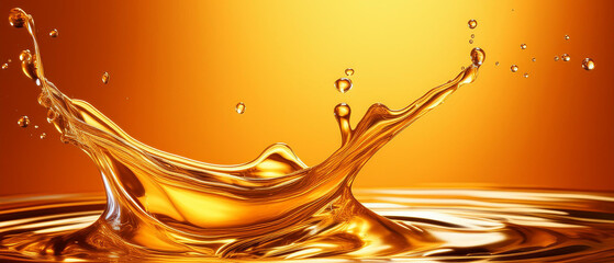 Golden oil splash cut out on orange bacground