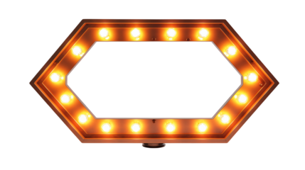Hexagon Light Frame with Glowing Bulbs Vintage Sign Retro Design Element